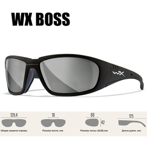 Очки защитные Wiley X WX Boss (Frame: Mate Black, Lens: Grey Silver Flash), фото 4