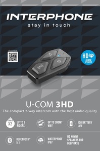 Мотогарнитура INTERPHONE U-COM 3 HD с Hi-Fi наушниками HARMAN, фото 1