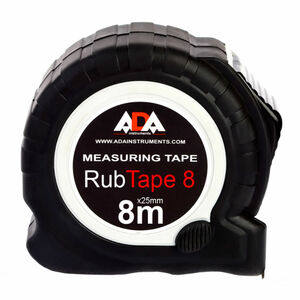 Рулетка ударопрочная ADA RubTape 8 с полимерным покрытием ленты (сталь, с двумя СТОПами, 8 м), фото 1
