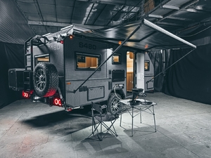 Маркиза MobileComfort M350BD, настенная механическая, корпус чёрный, полотно темно-серое, фото 2