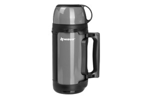Термос (N-TM-041-G) 1400ML (крышка-кружка с ручк, доп.пл.чашка, скл.ручки, ремень) Nisus, фото 1