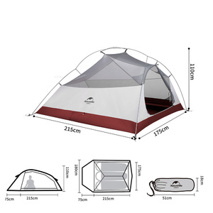 Палатка Naturehike Cloud Up NH18T030-T 20D трехместная сверхлегкая с ковриком, светло-серый, 6927595730614, фото 4