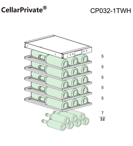 Винный шкаф CellarPrivate встраиваемый, однокамерный на 32 бутылки белый, скрытая ручка CP032-1TWH, фото 3