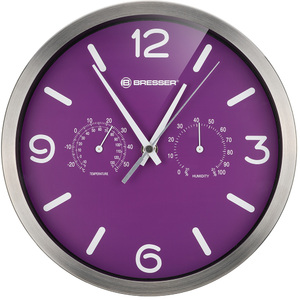 Часы настенные Bresser MyTime ND DCF Thermo/Hygro, 25 см, фиолетовые, фото 2