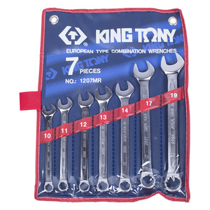 Набор комбинированных ключей, 10-19 мм, 7 предметов KING TONY 1207MR, фото 1