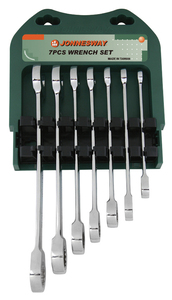JONNESWAY W45107S Набор ключей гаечных комбинированных трещоточных на держателе, 10-19 мм, 7 предметов, фото 2