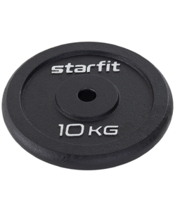 Диск чугунный Starfit BB-204 d=26 мм, черный, 10 кг, фото 1