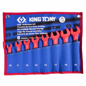 Набор рожковых диэлектрических ключей, 10-19 мм, чехол из теторона, 8 предметов KING TONY 12FVE08MRN, фото 1
