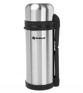 Термос (N-TM-012-G) 1500ML (дополн.пласт.чашка, скл.ручка, ремень) Nisus, фото 1