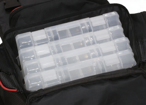 Сумка с коробками Abu Garcia Tackle Box Bag Systems (Bag WWhite 4 Boxes Small) 42x24x30cm Black/Red, фото 3