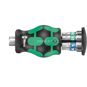 Отвёртка-битодержатель с битами,  WERA магнит, 6 пр., Kraftform Kompakt Stubby Magazin 3 короткая TORX TX 15/20/25, шестигранник: 3.0/4.0/5.0, фото 2
