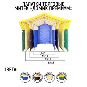 Палатка торговая Митек "Домик Премиум" 2,5х1,9 желто-зеленая (каркас из трубы Ø 18 мм, проклейка швов + стропа), фото 13