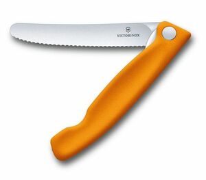 Нож Victorinox для очистки овощей, лезвие 11 см, серрейторная заточка, оранжевый, фото 4