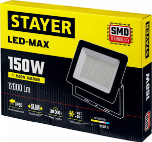 Светодиодный прожектор STAYER 150Вт 12000 Лм 6500 К IP65, LED-MAX, 57130-150, фото 4