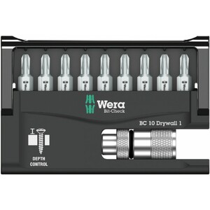 Набор бит с битодержателем Wera Bit-Check 10 Drywall 1, для гипсокартона, 10 пр., 1/4" C6.3 PH 2, WE-136011, фото 4