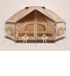 Палатка Naturehike Hexagon шестиугольная 4-местная, алюминиевый каркас, песочный NH21ZP001-DKH, фото 2