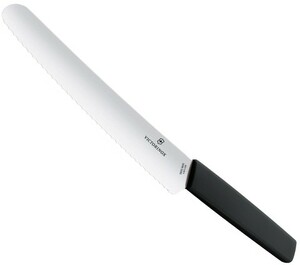 Нож Victorinox кондитерский, лезвие волностое 26 см, черный, в блистере