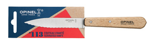 Нож столовый серрейторный Opinel №113, деревянная рукоять, нержавеющая сталь, блистер, 001918, фото 2