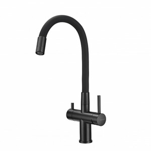 Смеситель для кухни MILACIO Ultra 560 (MCU.560.TBB) total black черный шланг, фото 1