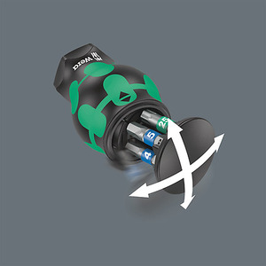 Отвёртка-битодержатель с битами,  WERA магнит, 6 пр., Kraftform Kompakt Stubby Magazin 3 короткая TORX TX 15/20/25, шестигранник: 3.0/4.0/5.0, фото 7