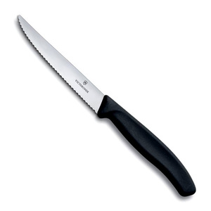 Нож Victorinox для стейка, лезвие 11 см волнистое, черный