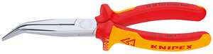 Длинногубцы с режущими кромками VDE, губки 40°, 200 мм, хром, 2-комп диэлектрические ручки KNIPEX KN-2626200, фото 1