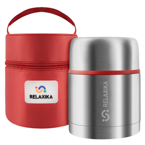 Термос для еды Relaxika 301 (0,5 литра) в чехле, стальной, фото 13