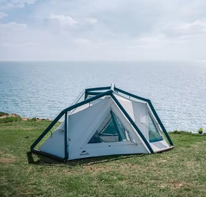 Палатка Naturehike Lingfeng Air 7.3 2-местная, быстросборная, надувной каркас, бело-голубая CNK2300ZP012-73BLW, фото 4