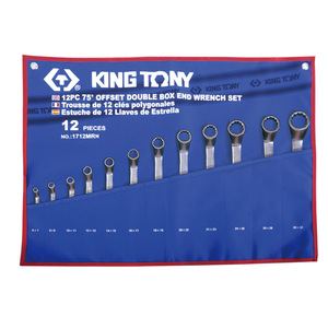 Набор накидных ключей, 6-32 мм, чехол из теторона, 12 предметов KING TONY 1712MRN, фото 1