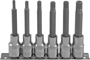 Ombra 921706 Набор насадок торцевых 1/2"DR с вставками-битами SPLINE на держателе, M5-M12, 100 мм, 6 предметов, фото 1