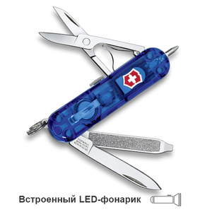 Нож-брелок Victorinox Classic Signature Lite, 58 мм, 7 функций, полупрозрачный синий, фото 4