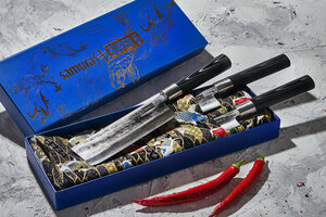 Набор из 3 кухонных ножей Samura Super 5, VG-10 5 слоев, микарта, фото 7