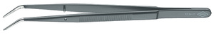 Пинцет захватный прецизионный со штифтом, тонкие зазубренные губки 45°, 155 мм, пружинная сталь KNIPEX KN-923437, фото 1