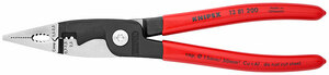 Клещи электромонтажные, 6-в-1, зачистка 0.75 – 1.5 / 2.5 мм², рез Ø 15 мм / 50 мм², 200 мм, фосфатированные, обливные ручки KNIPEX KN-1381200, фото 1