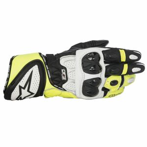 Мотоперчатки кожаные GP PLUS R GLOVES ALPINESTARS (черно-бело-желтый, 125, 2XL)