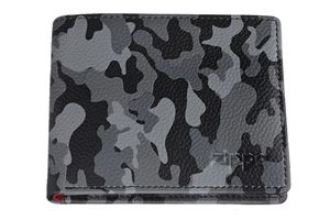Портмоне Zippo, серо-черное камуфляж, натуральная кожа, 10,8×2,5×8,6 см