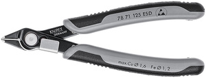 Electronic Super Knips Бокорезы прецизионные ESD, зажим для проволоки, чернёные, 125 мм, 2-комп антистатические ручки KNIPEX KN-7871125ESD