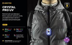 Мультифонарь светодиодный Armytek Crystal Pro UV, 200 лм, серый, фото 5