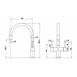 Смеситель для кухни MILACIO Ultra 560 (MCU.560.TBB) total black черный шланг, фото 3