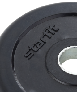 Диск обрезиненный Starfit BB-202 d=26 мм, стальная втулка, черный, 1 кг, фото 3