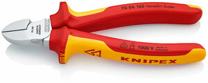 Бокорезы VDE, 160 мм, хром, 2-комп диэлектрические ручки KNIPEX KN-7006160, фото 1