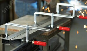 Струбцина BESSEY цельнометаллическая 160/80, 5 кН, деревянная ручка GS16 classiX, фото 4