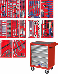 Набор инструментов "ПРОФИ" в красной тележке, 299 предметов МАСТАК 52-06299R, фото 7