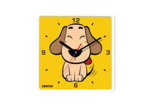 Часы настенные Centek СТ-7103 <Dog> (щенок) 25х25 см, квадрат, шаговый ход, кварцевый механизм, фото 1