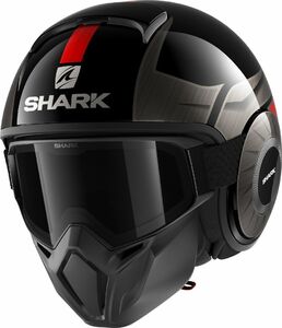 Шлем SHARK STREET DRAK TRIBUTE RM Black/Chrome/Red L, фото 1