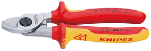 Кабелерез VDE, Ø 15 мм (50 мм²), длина 165 мм, хром, 2-комп диэлектрические ручки KNIPEX KN-9516165, фото 1