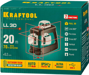 Лазерный нивелир KRAFTOOL LL 3D 34640, фото 7