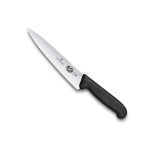 Нож Victorinox разделочный, лезвие 19 см волнистое, черный, фото 1