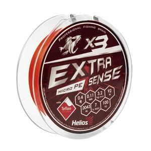 Шнур Extrasense X3 PE Red 92m 0.4/7LB 0.11mm (HS-ES-X3-0.4/7LB) Helios, фото 1