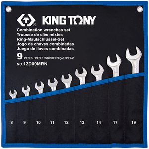 Набор комбинированных ключей, 8-19 мм, чехол из теторона, 9 предметов KING TONY 12D09MRN, фото 1